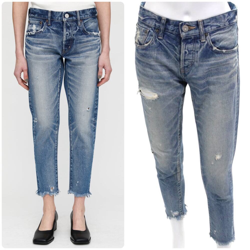 MOUSSY Vintage Keller Tapered Distressed Blue Rigid Denim Jeans‎ Japan Sz 25